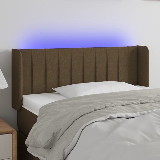 vidaXL - Hoofdbord - LED - 103x16x78/88 - cm - stof - donkerbruin