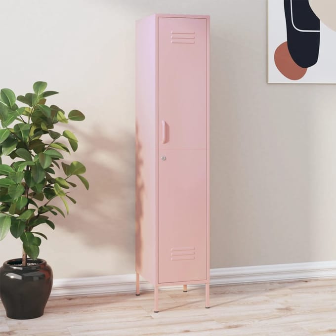 vidaXL - Lockerkast - 35x46x180 - cm - staal - roze
