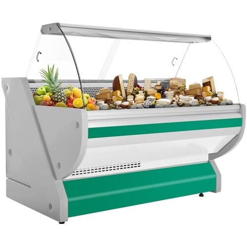 GGM Gastro Kühl-/ Fleischtheke - 1700mm - Grün - mit Fleischlicht & beleuchteter Frontblende