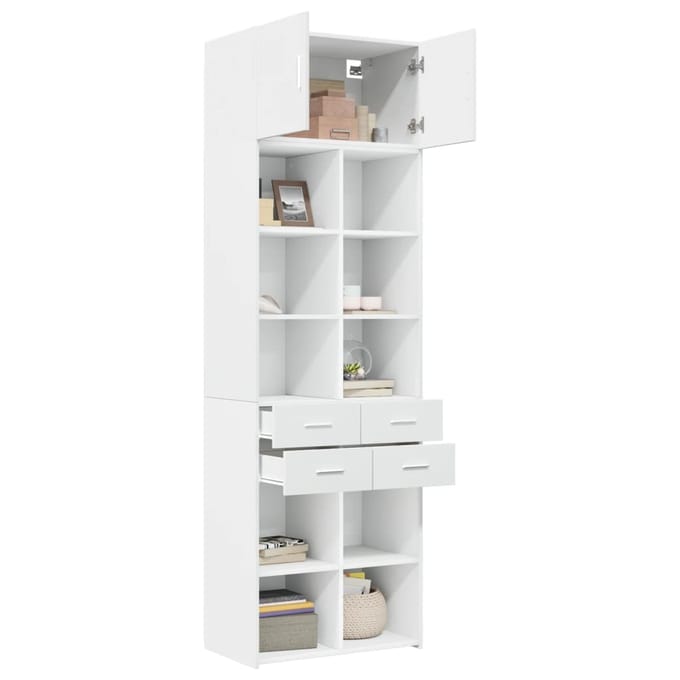 vidaXL - Opbergkast - 70x42,5x225 - cm - bewerkt - hout - wit
