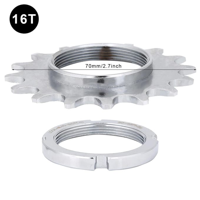Pignons de Roue Libre Monovitesse en Acier Durable Pièces pour Vélo à Pignon Fixe(16T)