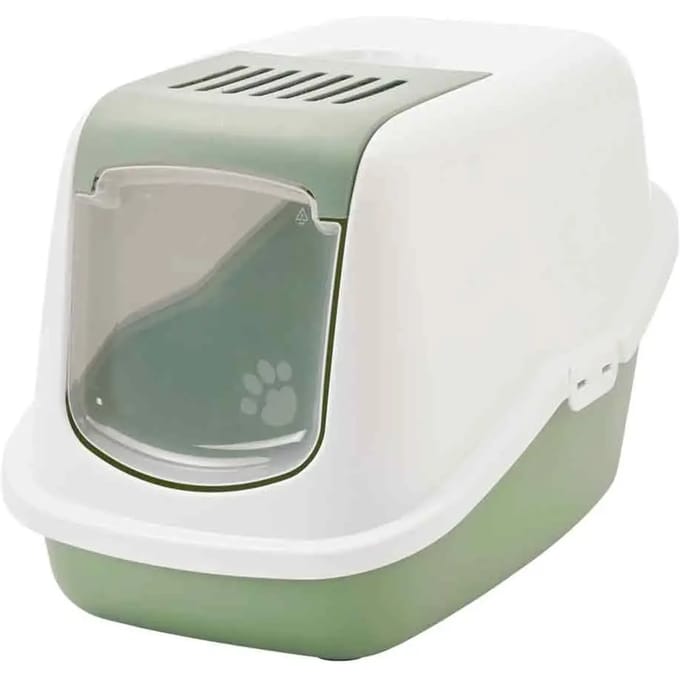 Savic kattenbak Nestor - Startset: Toilet botanisch groen/wit + 1 filter + 12 zakken