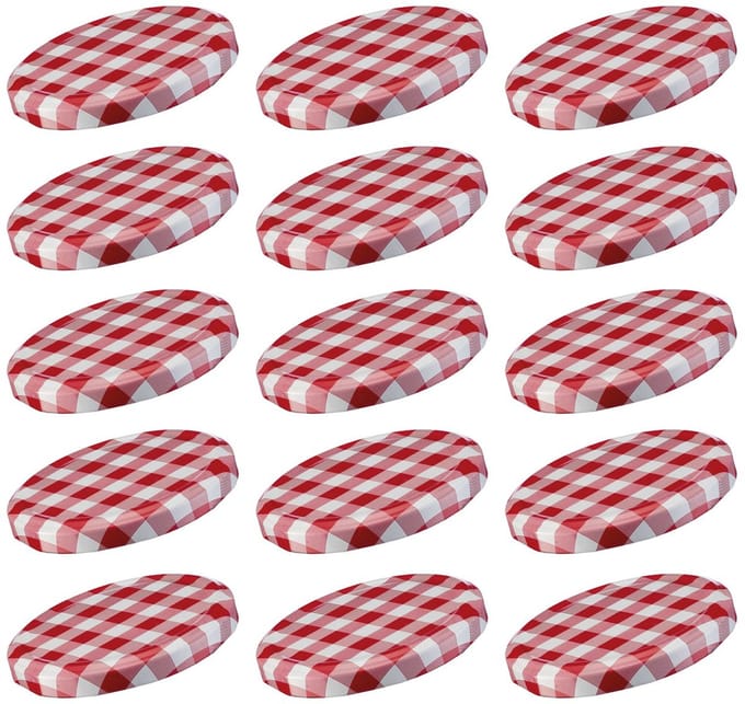 Westmark - Schroefdeksels voor Weckpotten - Ø 66 mm - Rood/Wit Geruit - 15 Stuks