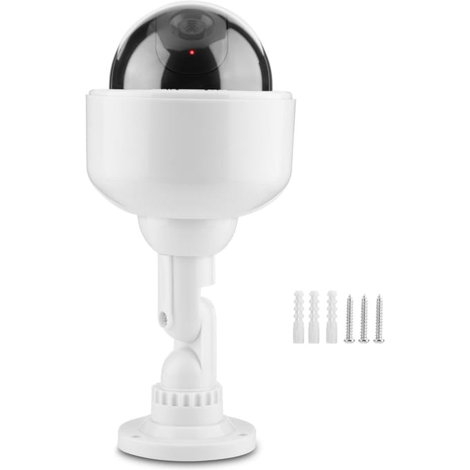 Caméra de sécurité factice Forme dôme Caméra de sécurité factice clignotante Rotation à 360 degrés Caméra