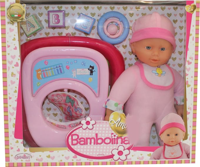 Pop babypop met loopstoeltje en acc - Amore - 30 cm.