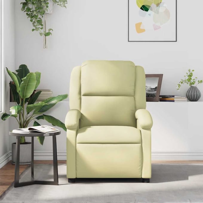 vidaXL - Massagestoel - echt - leer - crèmekleurig