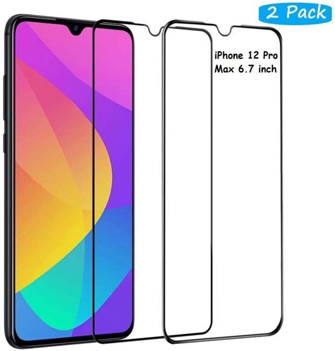 Screenprotector Geschikt voor 12 Pro Max Screenprotector - 2 Pack full cover Shatter-Proof tempered glass Zwart