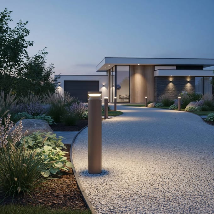 Ideal Lux LED tuinpadverlichting Boeing, hoogte 70 cm, koffiebruin