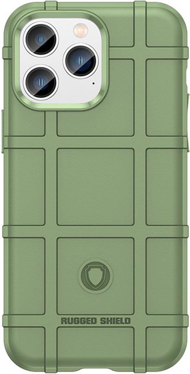 MobyDefend Hoesje - Geschikt voor iPhone 14 Pro - Rugged Shield TPU Backcover - Groen