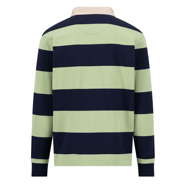 Fynch-Hatton Trui Striped Rugby Polo Pullover Navy-Groen / male