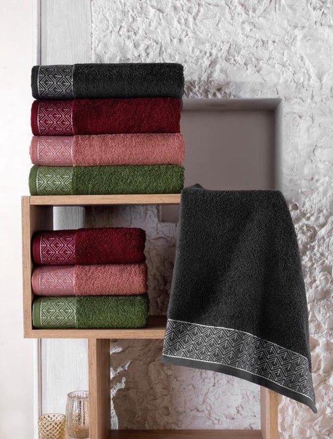 Lubna Home  handdoekset  50x90 cm Gekamde Katoen 4 PACK SONA