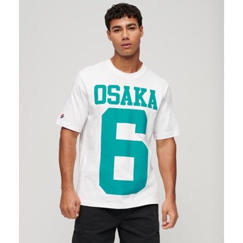 Superdry Osaka Logo T-shirt met Losse Pasvorm Wit Grootte: S