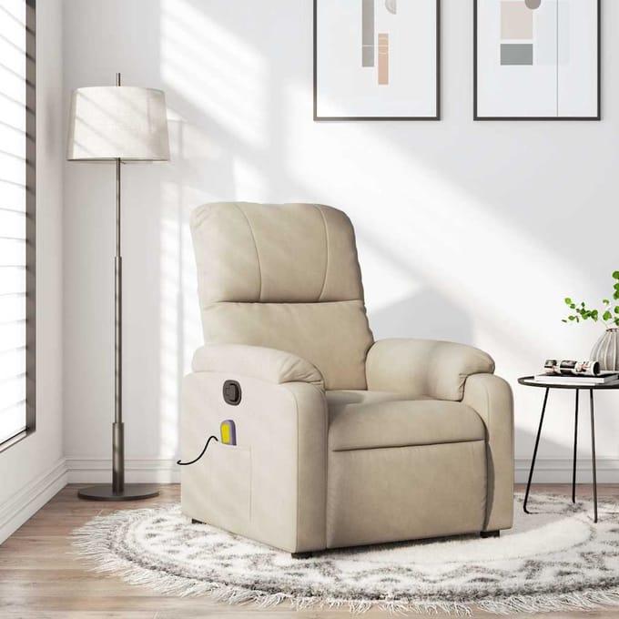 vidaXL - Massagestoel - microvezelstof - crèmekleurig