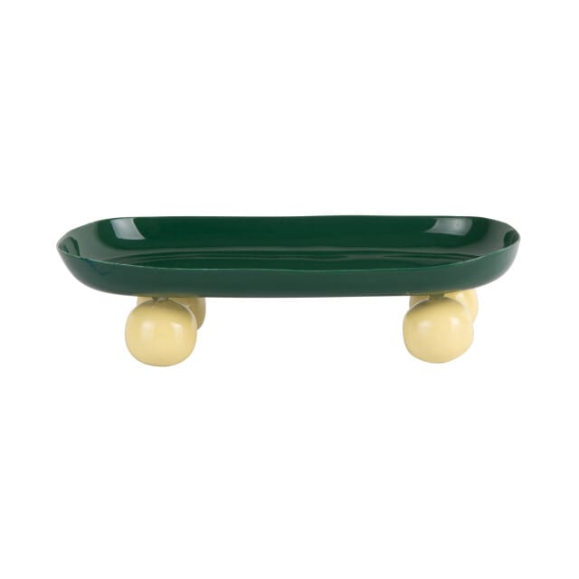 Present Time - Dienblad Double Funky Oval - Retro green & soft yellow