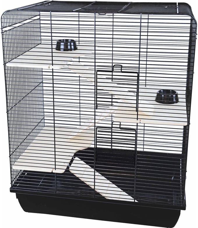 Interzoo Rattenkooi Remy Wood zwart met drie verdiepingen