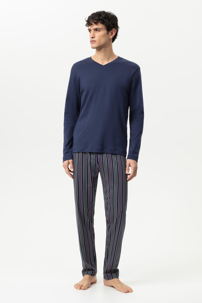 Pyjama lang Serie Luminous Stripes Yacht Blue