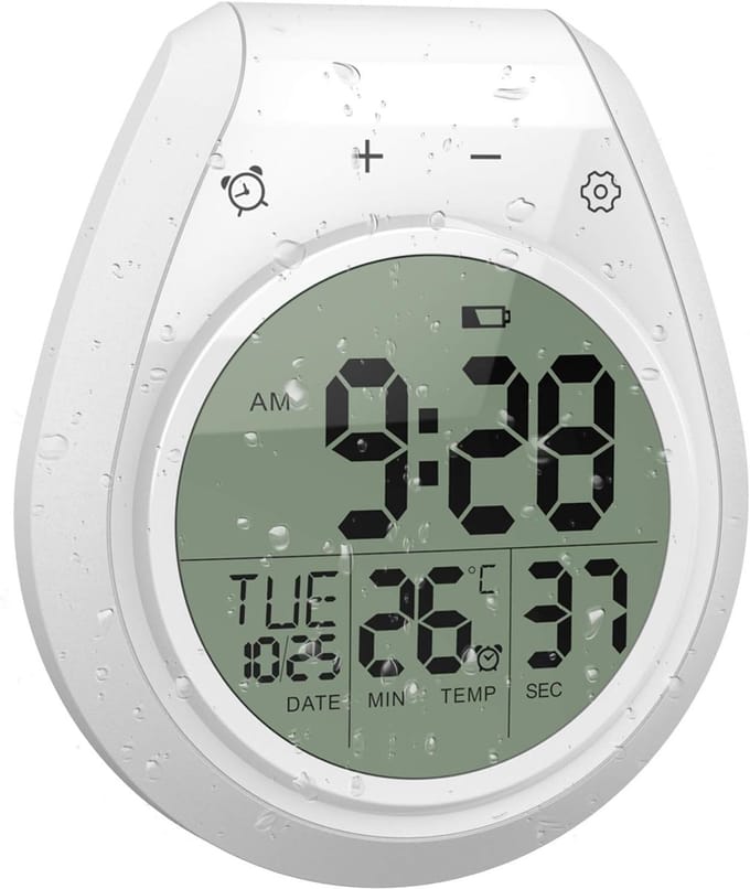 Digitale Kookwekker - Kookwekker - Waterdichte Douchetimer - Touchscreen Lcd Display Met Temperatuur - Met Zuignap/Ophanggat - Wit