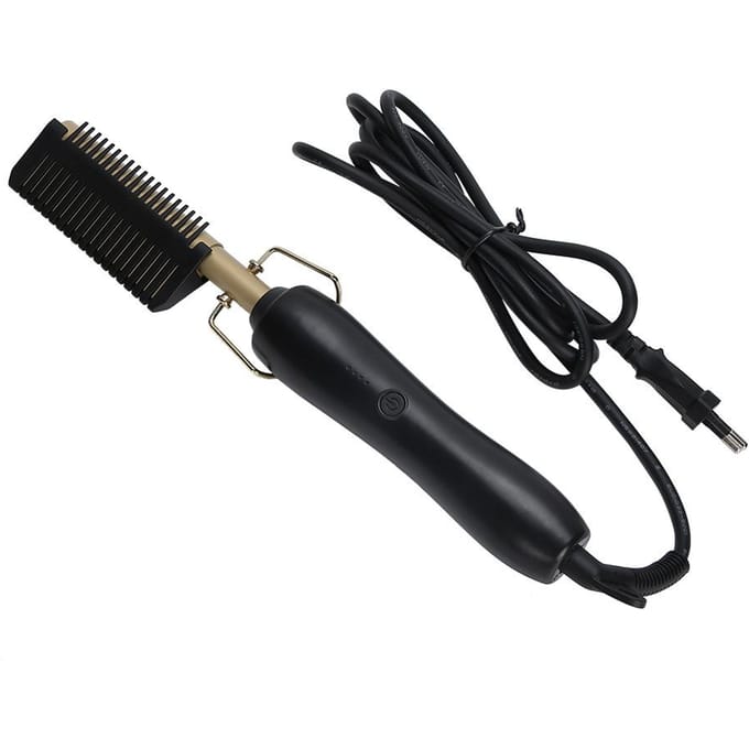 Peigne Lisseur Cheveux Sec Humide Double Usage Multi Fonctionnel Peigne Coiffant Barbe Homme EU Plug black