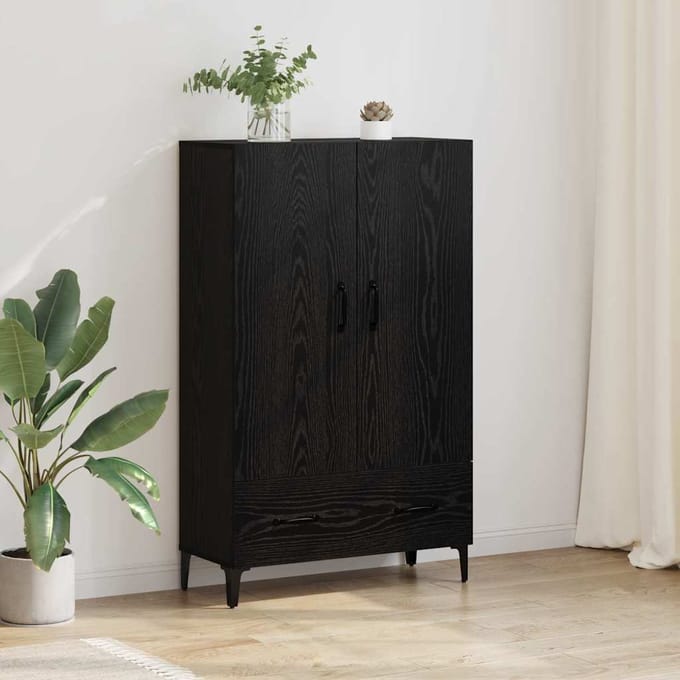 vidaXL Highboard Zwart Eiken 70 x 31 x 115 cm Gemonteerd hout en ijzer