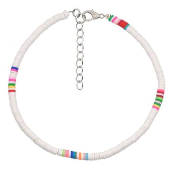 Vrolijke Enkelband met 4mm Kralen - Wit