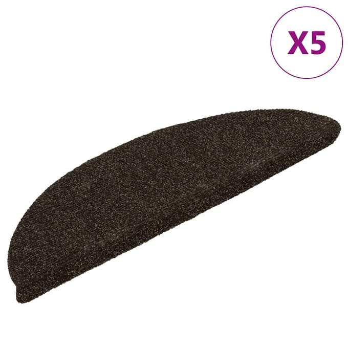 vidaXL - Trapmatten - Zelfklevend - 5 - stuks - 56x17x3 - cm - Donkerbruin - Halfrond