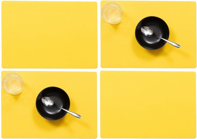 Wicotex luxe Placemats Plain - Set van 8x stuks - geel - 43 x 30 cm - Met anti slip laag - Teflon coating toplaag