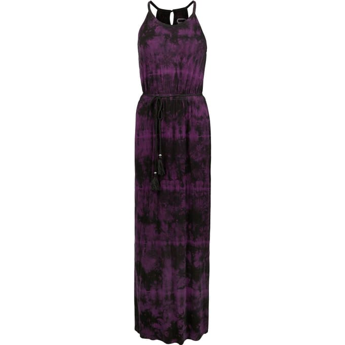 R.E.D. Rock-Engineered Design Zwart/paarse lange jurk in batikpatroon - Dames - M