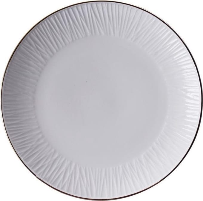 Tokyo Design White Lines Bord 27 cm - Set van drie borden wit met gouden randje
