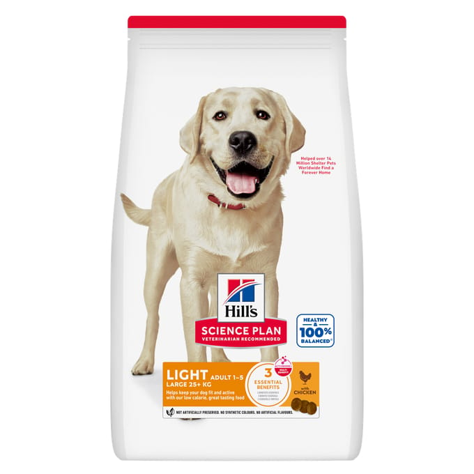 18kg Adult Light Large Breed met Kip Hill's Science Plan Hondenvoer