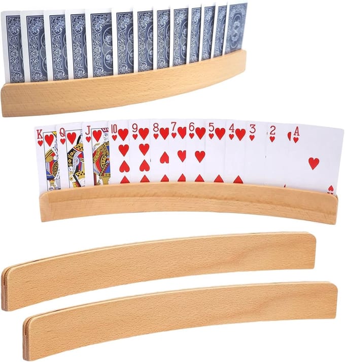 Houten Kaarthouder voor Kinderen - 2 Stuks, Ideaal voor Speelkaarten