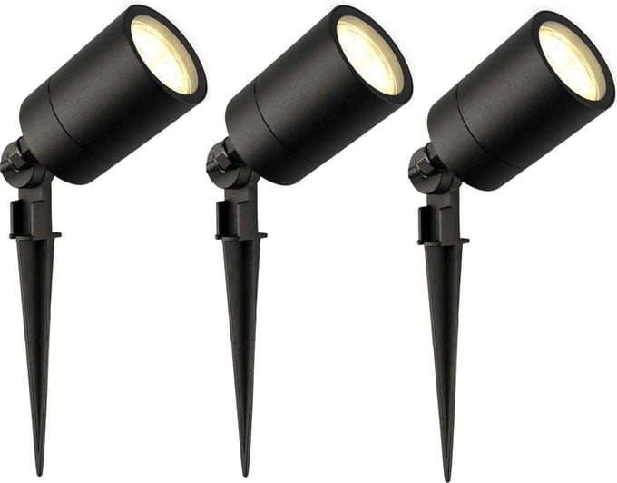 Ledvion - 3X LED Prikspots - 2700K - Zwart - 5W - IP65