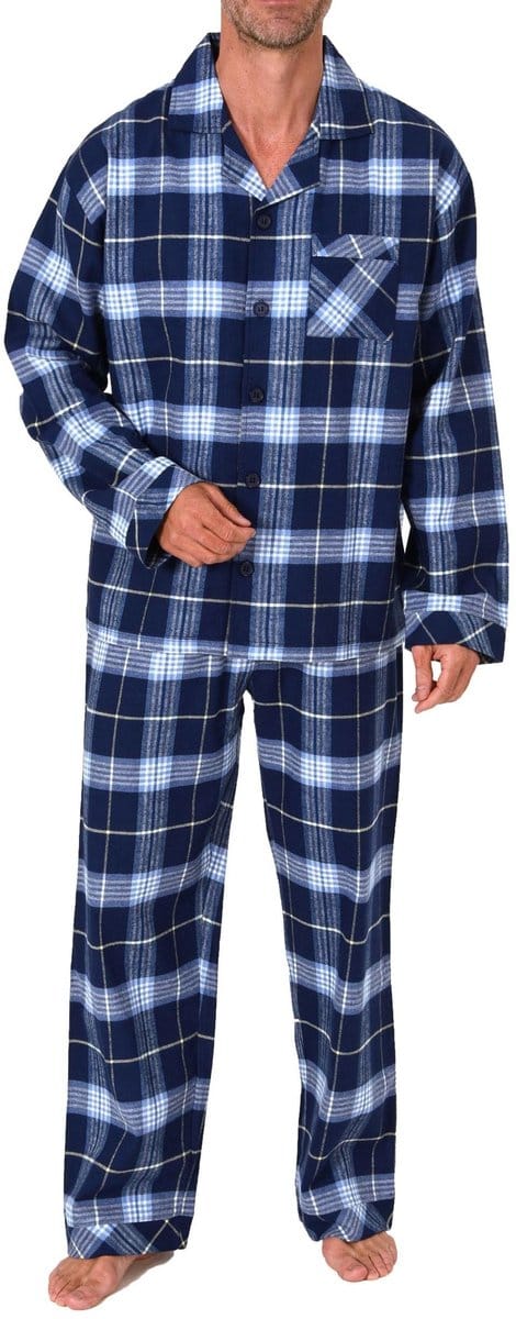 Normann herenpyjama van flanel in een elegante geruite look - ook in grote maten