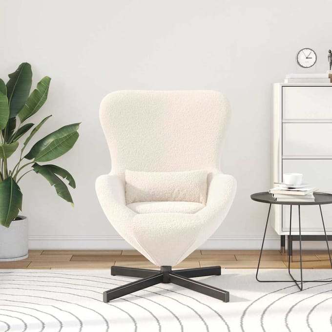 vidaXL - Eivormige - stoel - Crème - 63 - x - 73 - x - 90 - cm - Stof