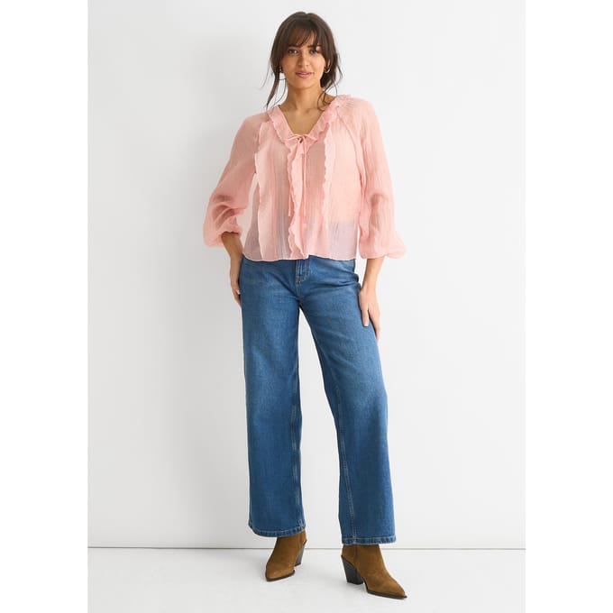 Blouse met strikdetail en lange mouwen