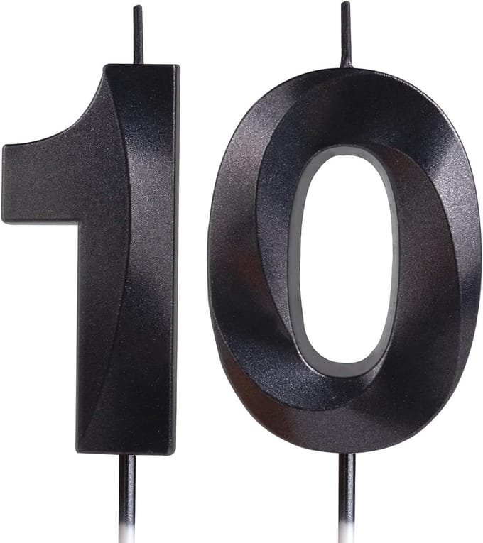 Solidchoice - 3D Verjaardagskaars Nummer 10 in Zwart