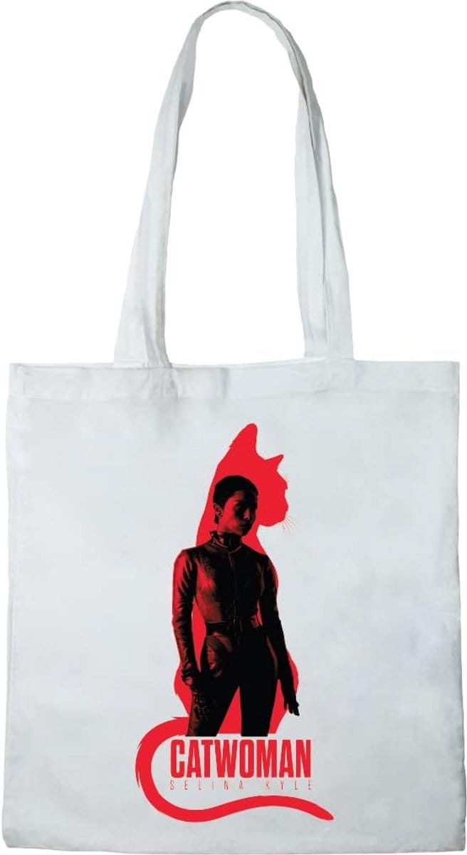Stevige Zwarte Tote Bag - Draagtas met Kattenprint - Groot Formaat