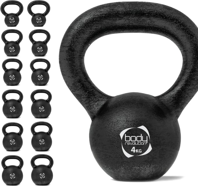 Kettlebell van gietijzer - zwart - 4 kg - ant-rolbodem