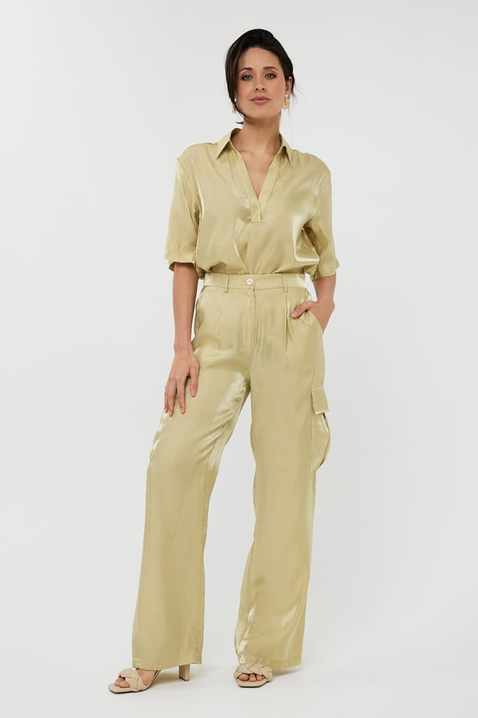 EsQualo Trousers Cargo Silky Touch Lemon Pie Größe: 34 | Cargohosen Outlet | Damen