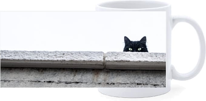 Beker - Zwarte Kat achter rand