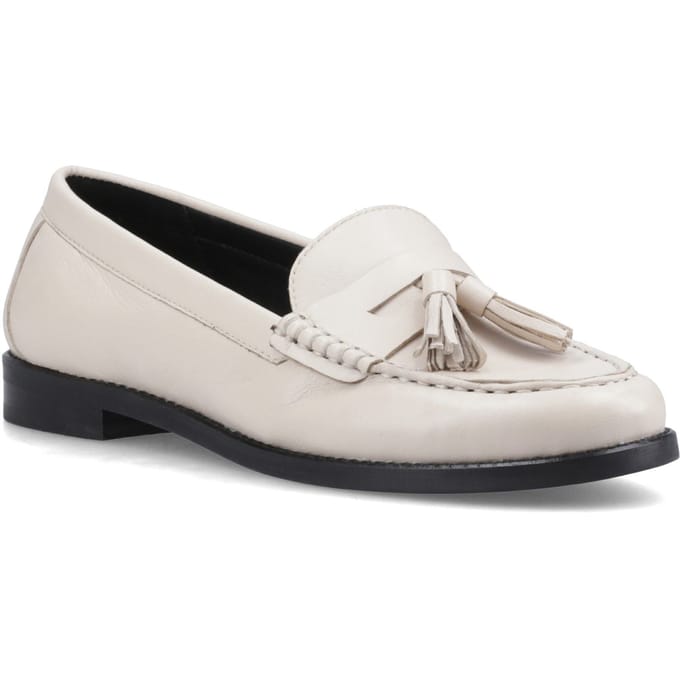 Hush Puppies Connie Leren Dames Crème Instappers