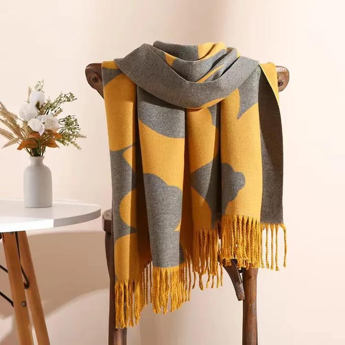 Écharpes de Mode pour Femmes Long Châle Type Cachemire Hiver Chaud Tricot Grand Pompon Écharpe Plaid black