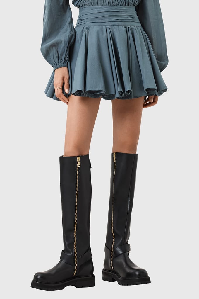 AllSaints Tulip Skirt Dark Slate Blue Größe: 8 | Miniröcke Outlet | Damen | Blau