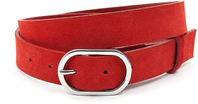 Dames riem rood - Suède riem 3 cm met zilveren gesp - Suède - Suède riem - Basic - Maat 85