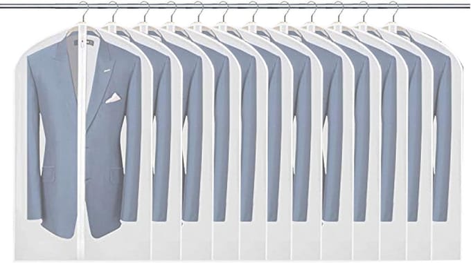 Ademende Kleding Covers Pack van 6 – Waterdichte en Transparante Jurk Covers met Lange Rits