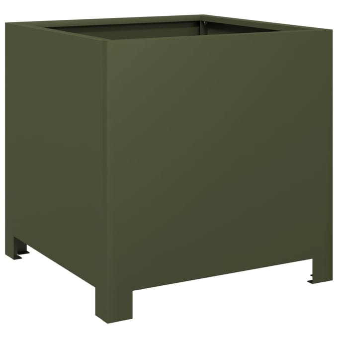 vidaXL - Plantenbak - 40x40x40 - cm - staal - olijfgroen