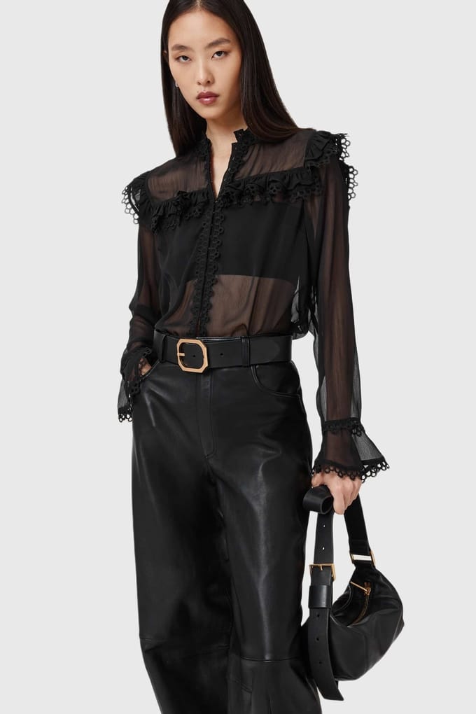 AllSaints Ciara Shirt Black Größe: 2 | Longsleeves Outlet | Damen | Schwarz