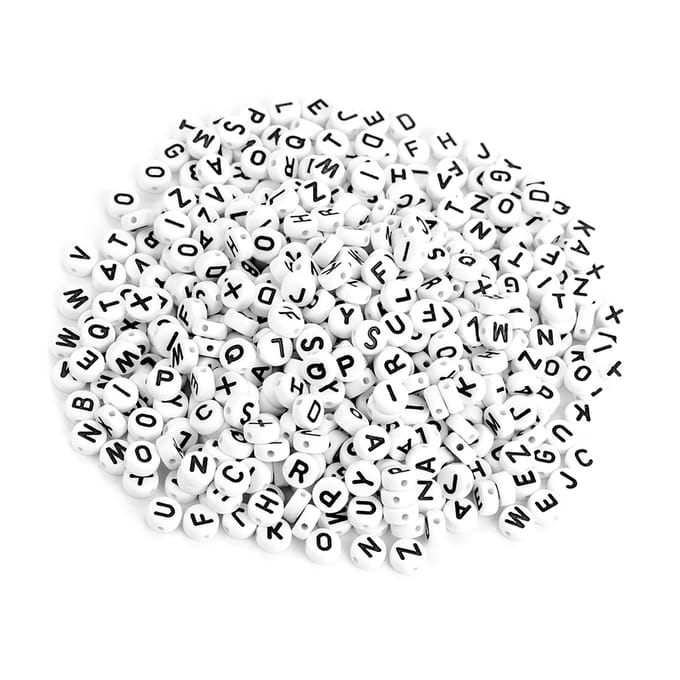 500 Pièces Perles Rondes Acryliques Lettre Unique A Z Perles Blanches DIY Bracelet Collier Accessoires white