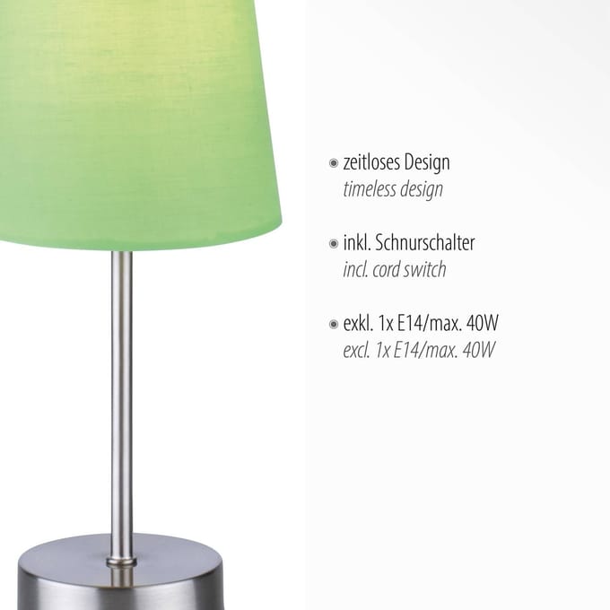 JUST LIGHT. GmbH Heinrich tafellamp met groene stoffen kap