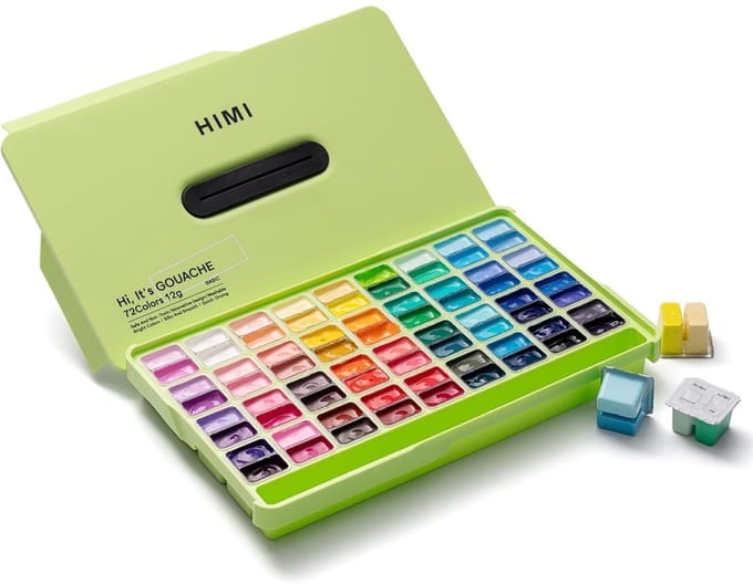 HIMI - Gouache - Twin split cups - set van 72 kleuren - 12g - Apple Green