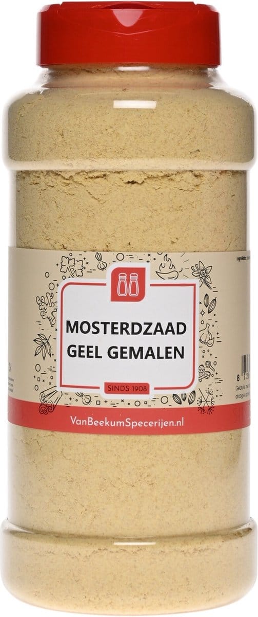 Van Beekum Specerijen - Mosterdzaad Geel Gemalen - Strooibus 420 Gram